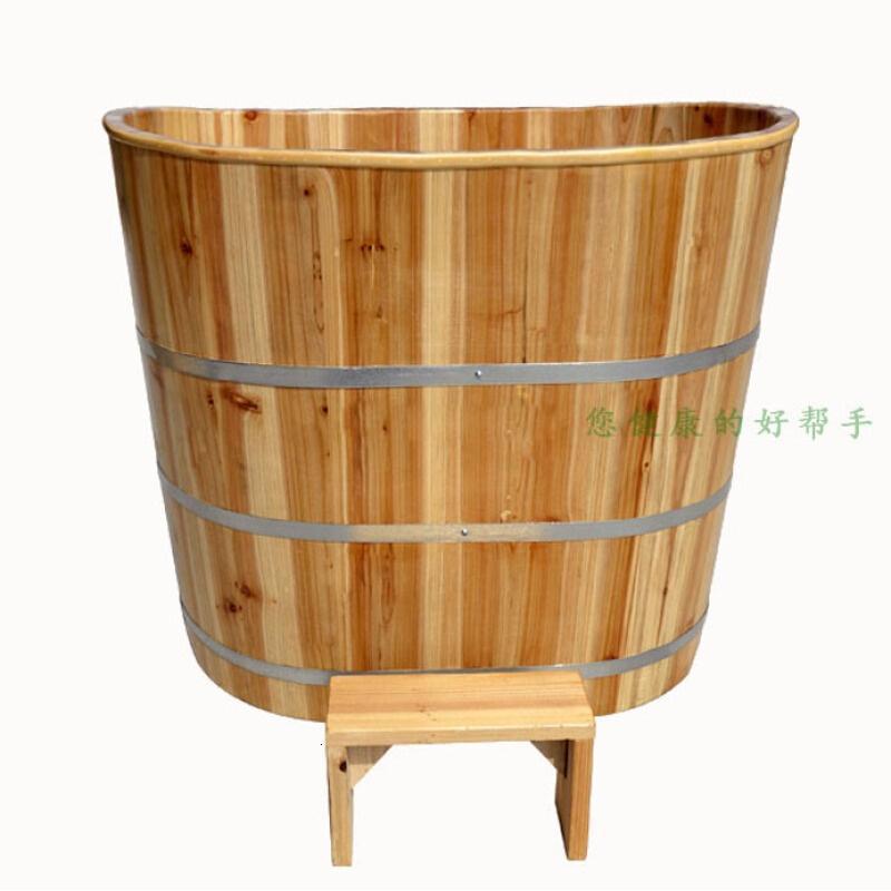 圆形加高不占地家用实木木桶浴桶泡澡洗澡洗浴木浴缸浴盆澡盆波迷娜BOMINA