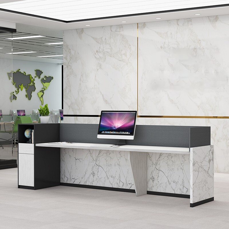 绵冠MIANGUAN前台现代简约收银台接待台吧台板式前台高清大图