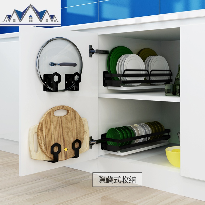厨房置物架不锈钢免打孔壁挂刀架碗碟锅盖调味料架筷笼收纳架 三维工匠高清大图
