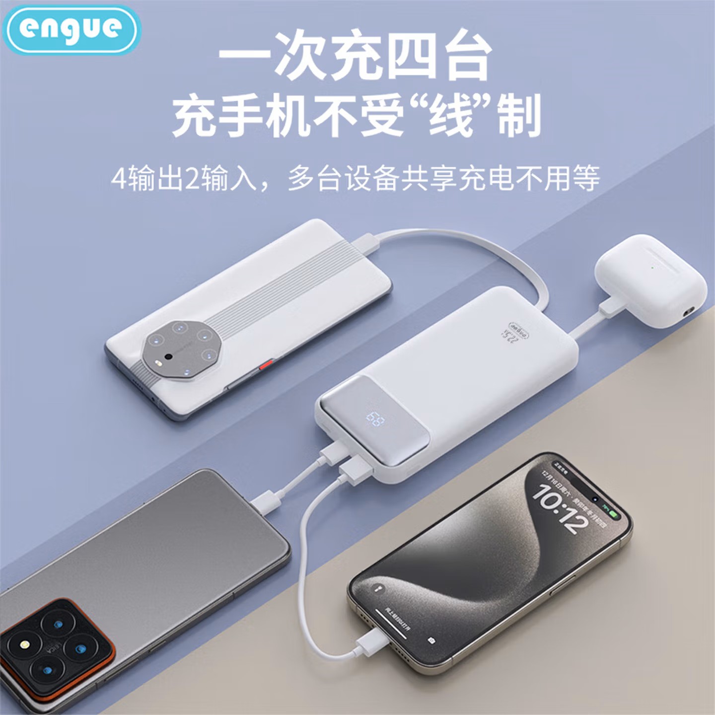 恩谷ENGUE锂聚合物数显移动电源EG-LP18便携大电量快充升级款高清大图