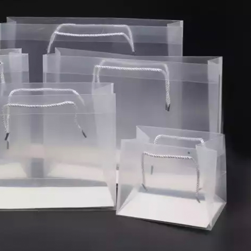 PP透明磨砂礼品手提袋PVC塑料包装袋 PP广告礼品袋定做 横版30x13x25 数量408个
