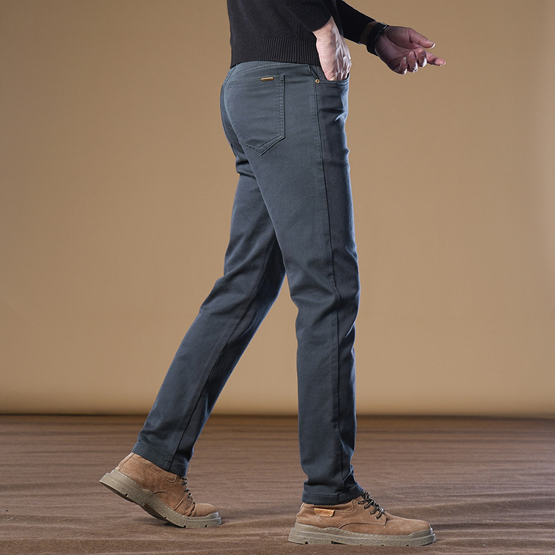 常规加绒可选男士休闲裤时髦百搭轻商务修身显瘦直筒裤男高清大图