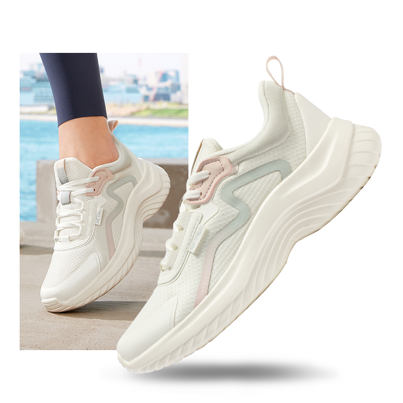 361°女鞋运动鞋新款轻便跑步鞋网面跑鞋软底跳绳鞋 羽毛白/薄灰绿 36码