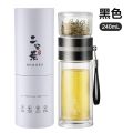 富光双层玻璃水杯茶杯男茶水分离泡茶师二分茶创意便携杯子 黑色240ml【圆筒礼盒】 默认尺寸