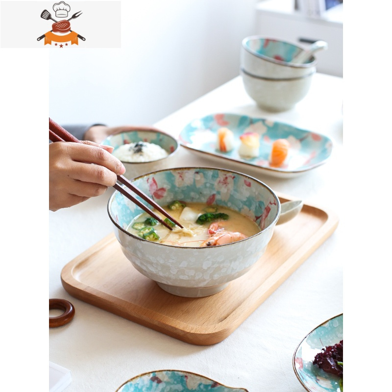 日式陶瓷餐具碗盘创意个性单个饭碗汤碗面碗碟套装家用组合敬平6号雪