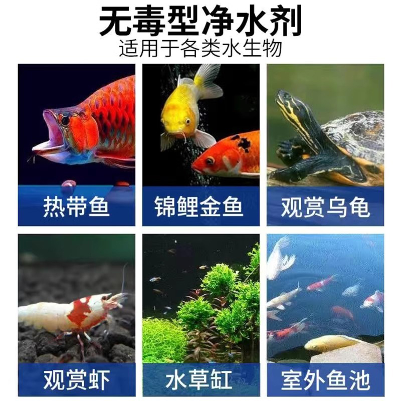 水族鱼缸净水剂鱼塘水观赏鱼水质清澈澄清清澈剂清水用清洁净水王高清大图