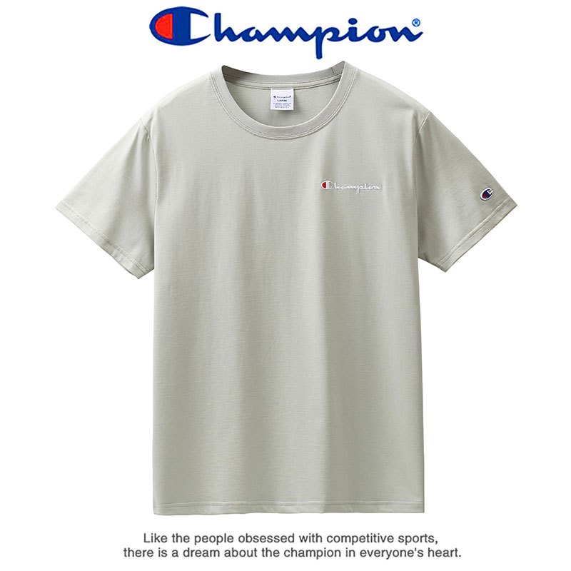 Champion 冠军夏季潮流圆领短袖运动T恤男士小标刺绣Logo情侣百搭打底衫