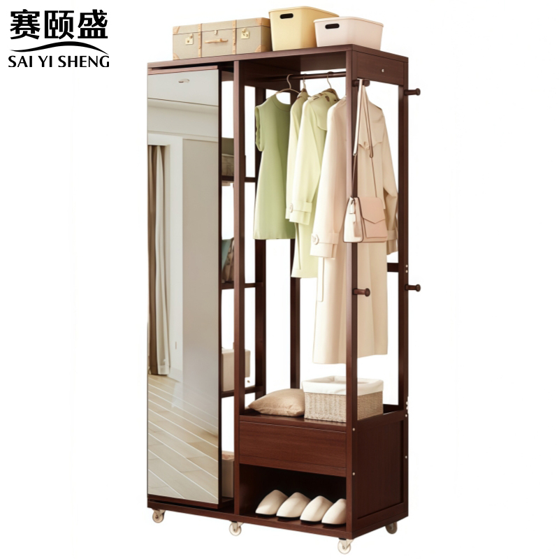 赛颐盛旋转全身镜衣帽架高清大图
