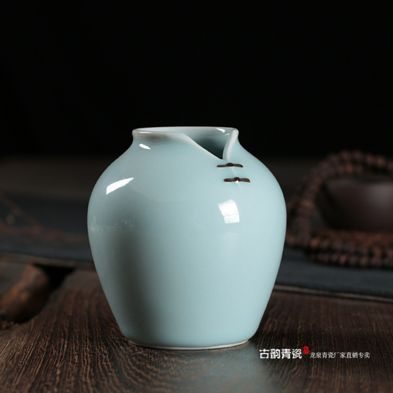 禅意日式小花瓶陶瓷创意花插古瓷器摆件瓷瓶龙泉青瓷水培家居花瓶三维