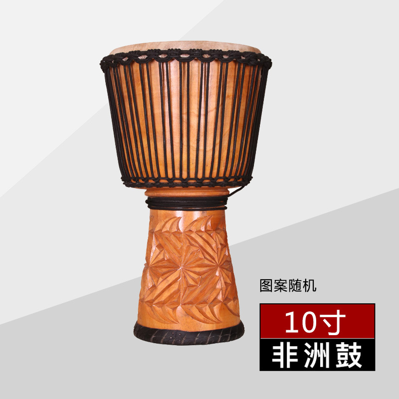 圣思诺 非洲鼓手 印尼手鼓 手工雕刻 印尼进口整木掏空10寸 Africa 黑绳