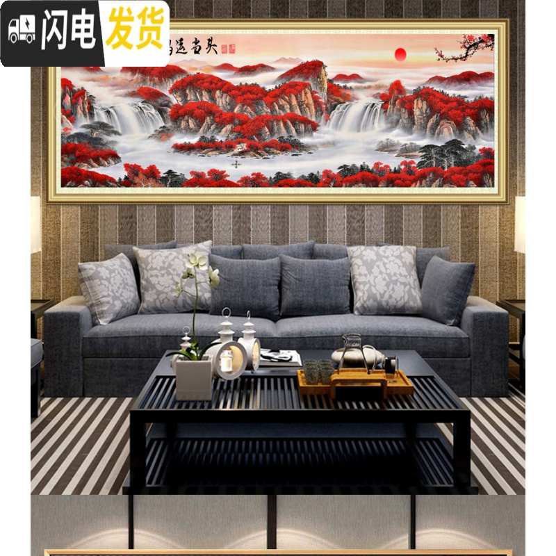 三维工匠鸿运当头十字绣钻石画2019新款客厅办公大幅满钻钻石绣点贴钻风景 全贴满钻[150*65厘米]高清大图