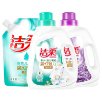 洁柔洗衣液魔幻魅力摩擦生香组合装(2.08kg瓶装+2.08kg瓶装+2kg袋装)共12.32斤 强力去污 清新花香