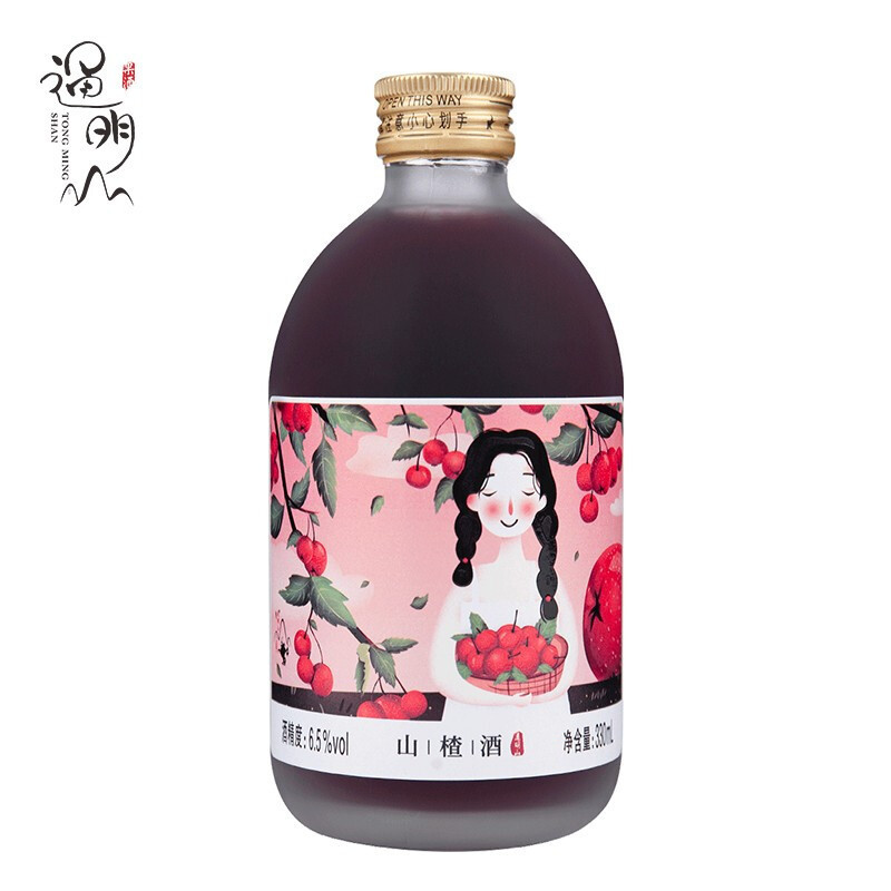 通明山 低度微醺网红高颜值水果酒 女士甜酒 山楂味果酒 6.5度 330ml*1瓶 单瓶装