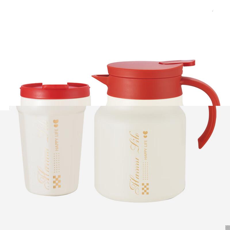 艾贝丽 秋枫茶语套装 健康饮水_[焖茶壶1000ML+陶瓷杯400ML] ABL-43QF 石榴红高清大图