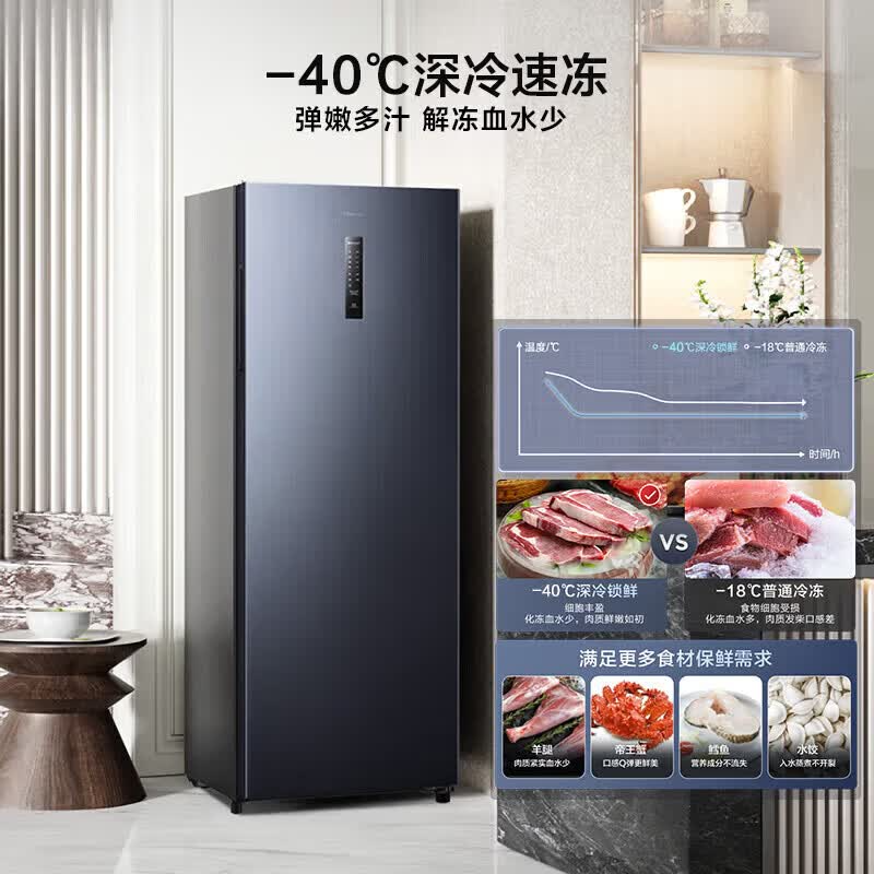 海信200升立式家用冰柜风冷无霜一级能效小冰箱深冷速冻BD-200WVUT国家补贴高清大图