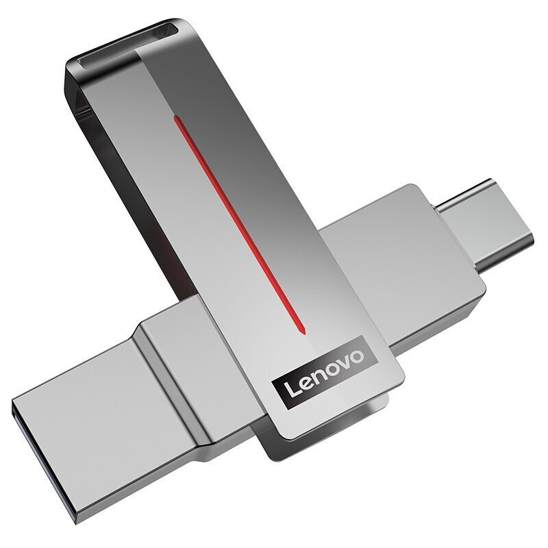 联想(Lenovo)U盘 USB3.1/Type-C 双接口 手机电脑通用 金属外壳 L3C (银色) 64G