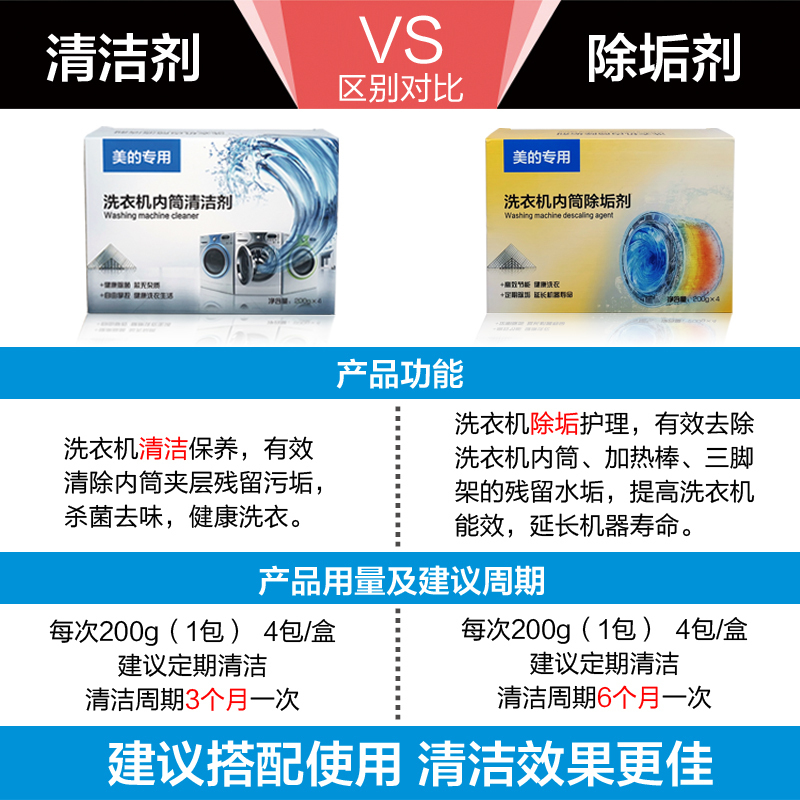 美的专用除垢剂洗衣机清洁内筒清洗全自动滚筒波除垢剂