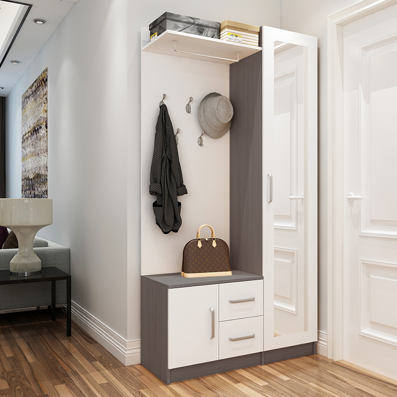 鞋柜现代简约厅柜挂衣架客厅隔断玄关柜储物柜衣帽柜带穿衣镜子