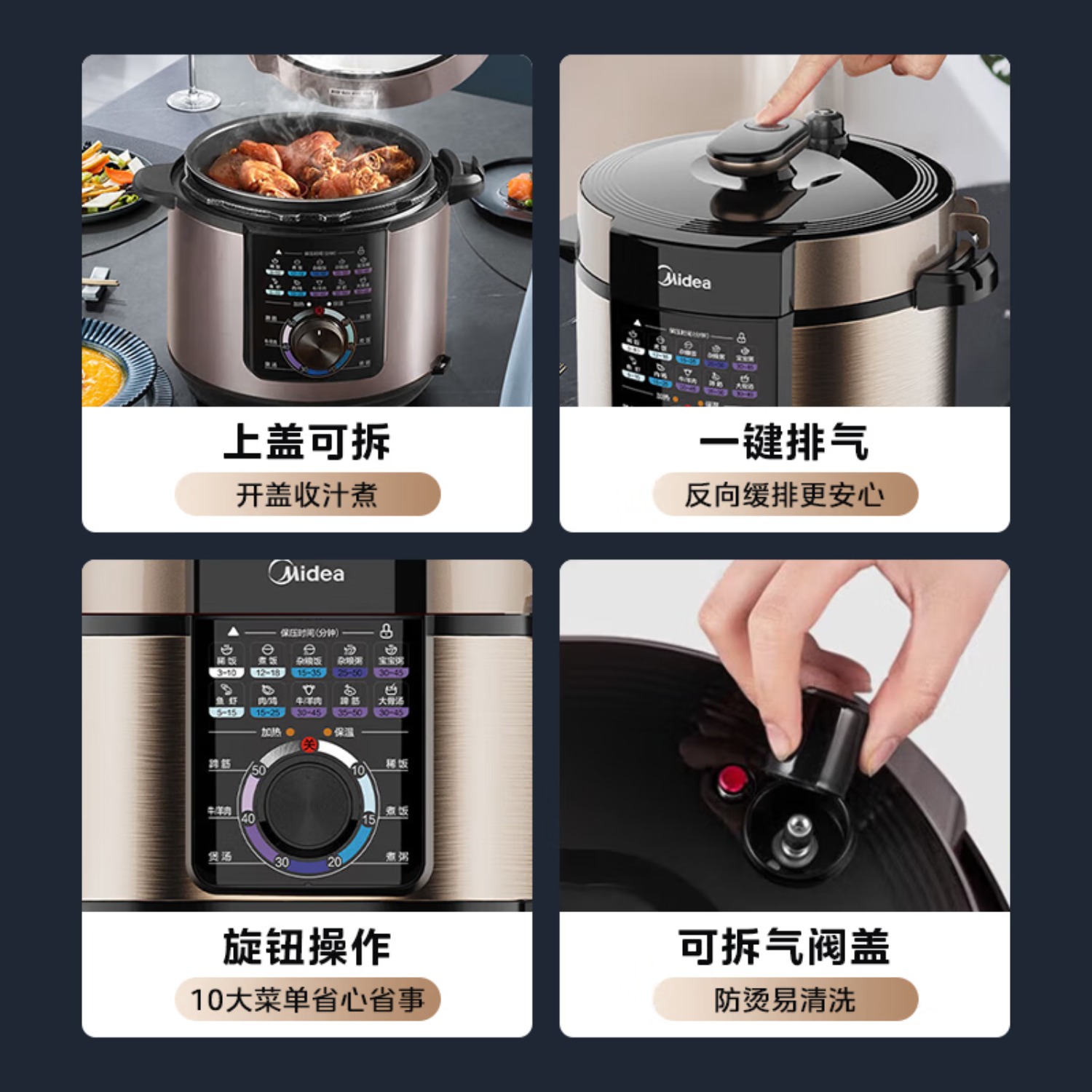 美的(Midea)电压力锅 电高压锅 家用压力锅双胆大容量 高压煮饭锅煲汤多功能一键排气电饭煲 国家补贴 70kpa高压高清大图