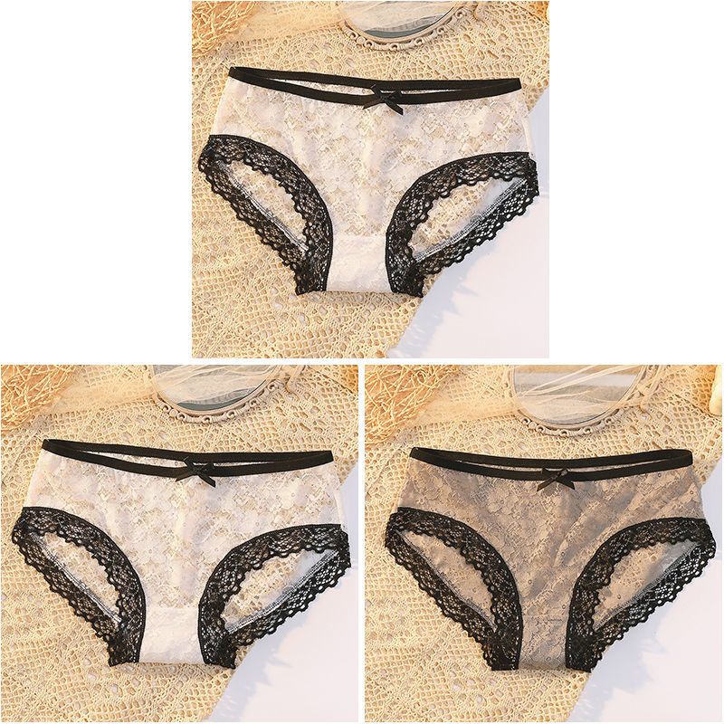 13条超薄蕾丝性感女士内裤火辣透明中腰少女日系透气韩版三角裤视频