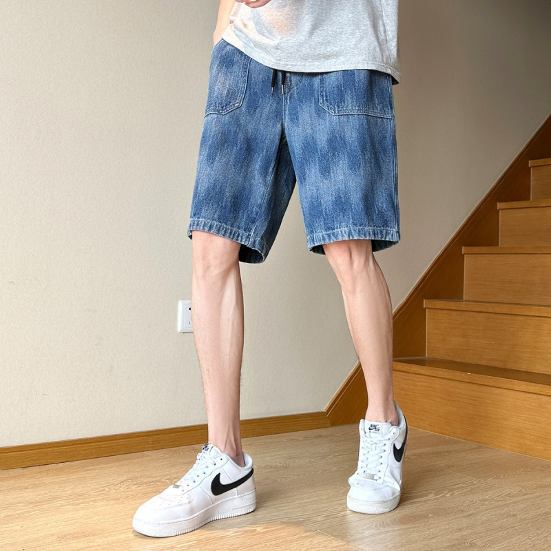 [1.5折价60元]唐狮 男士裤子夏季薄款吊裆宽松牛仔短裤男士短裤夏季休闲短裤男