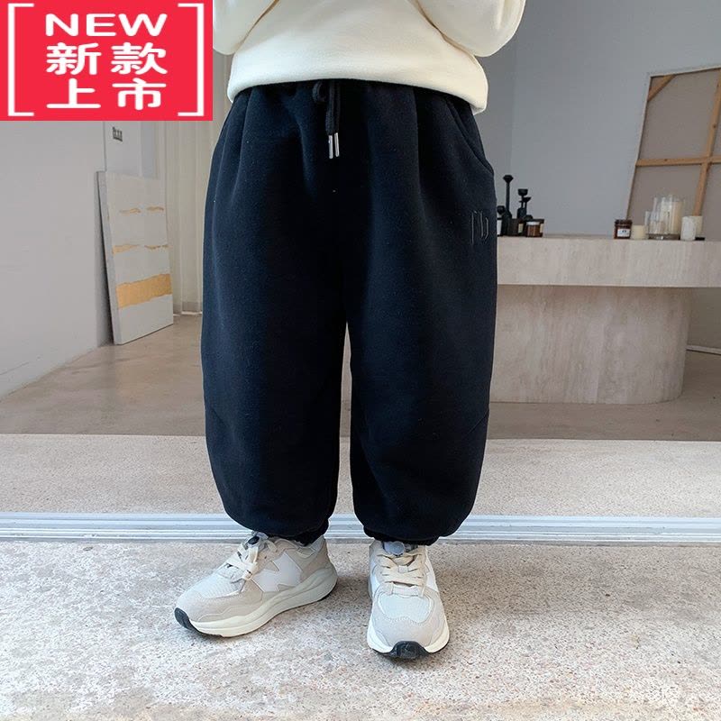 可莉允儿童加绒裤子男童运动裤一体绒加厚宝宝秋冬装新款冬季保暖卫裤潮保暖裤图片