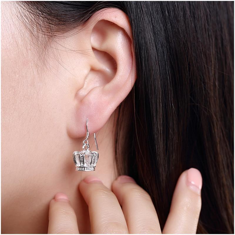 E081Women silver plated earring镀925纯银日韩时尚创意耳环饰品