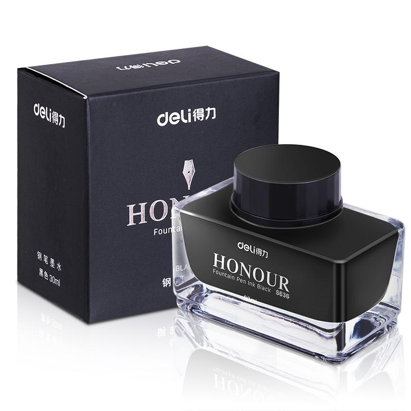 得力(deli)非碳素黑色钢笔墨水 30ml/瓶S636 单瓶装
