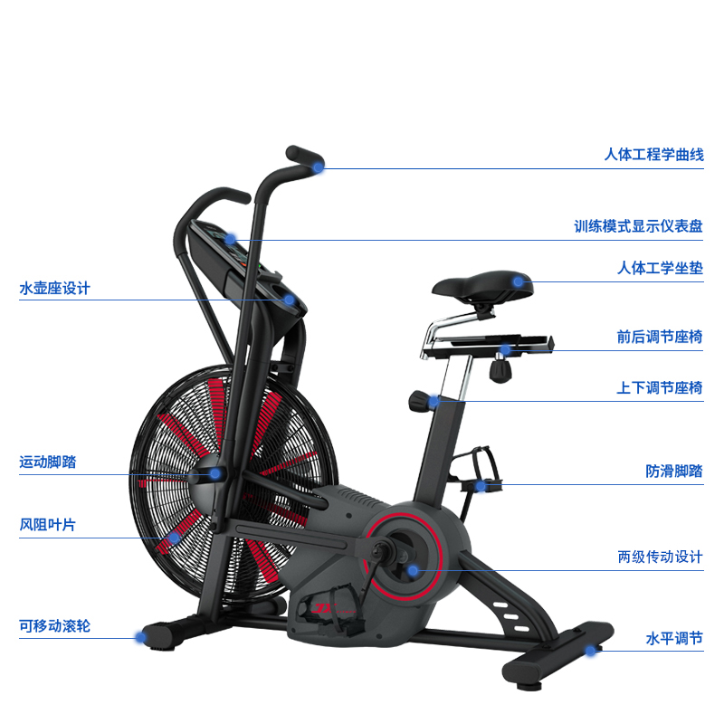 军霞(JUNXIA)JX-2058风扇车12组自动程式心率控制健身器材 家用减肥器材锻炼高清大图