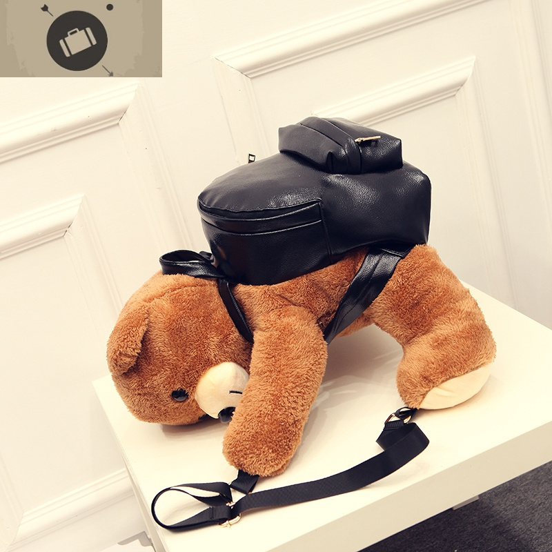 萌可爱小熊双肩包卡通背包女小熊熊创意生日动漫软皮书包背包艾狄伊娃