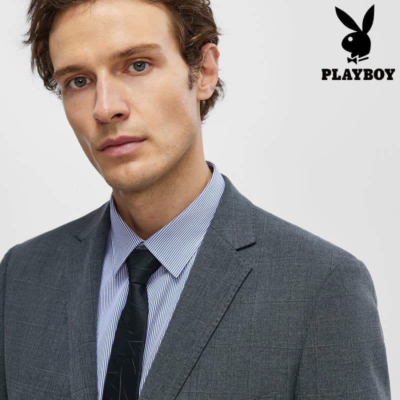 [高端套装]花花公子商务休闲西服套装高级感平驳领西装直筒西裤图片