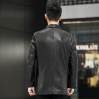 20个 2021秋季新款鹿皮皮衣男中长款真皮夹克外套翻领风衣男X2022