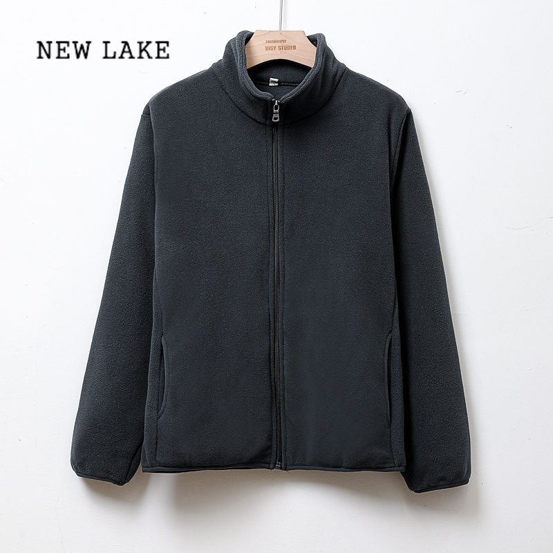 NEW LAKE新款摇粒绒开衫外套女春加厚保暖双面绒夹克户外大码抓绒衣男