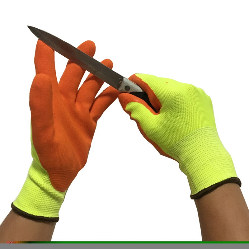 落落防刺剥榴莲防滑出海捕鱼抓蟹杀鱼手套钓鱼防月季花刺手套荧光绿