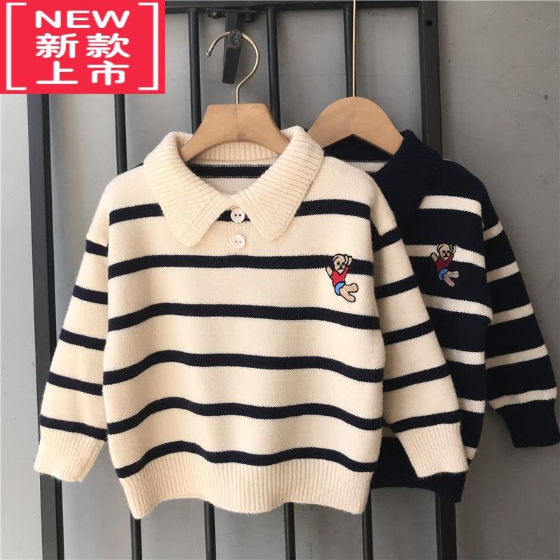 可莉允男女童翻领针织毛衣2022春秋新款中小童洋气POLO衫宝宝套头上衣潮图片