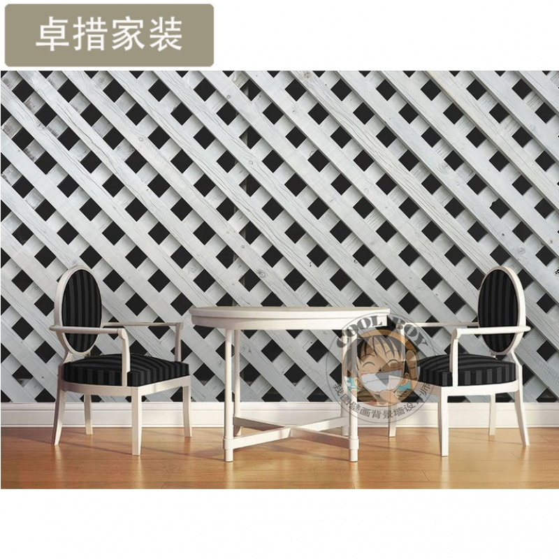 简约现代3d格子菱形模板几何黑白图案图形客厅卧室现代背景墙墙纸壹德壹