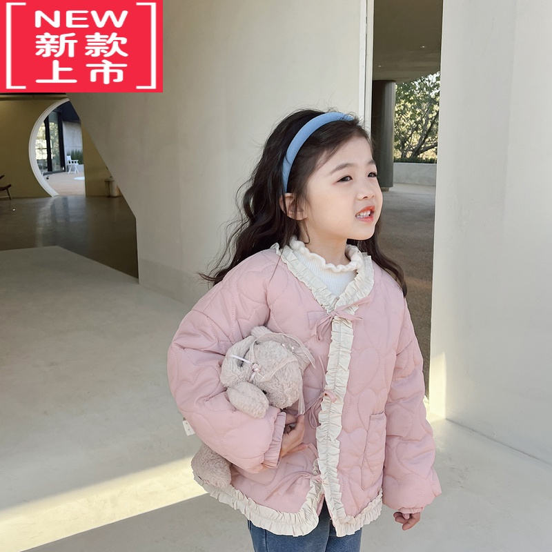 可莉允女童加绒棉服2022冬季新款儿童甜美外套宝宝加厚保暖上衣潮