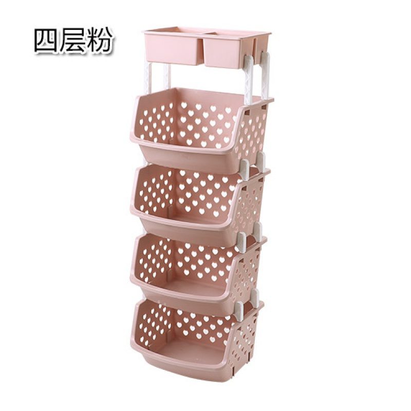 家柏饰(CORATED) 厨房收纳篮置物架多层菜篮子果蔬架子儿童玩具收纳架 四层粉