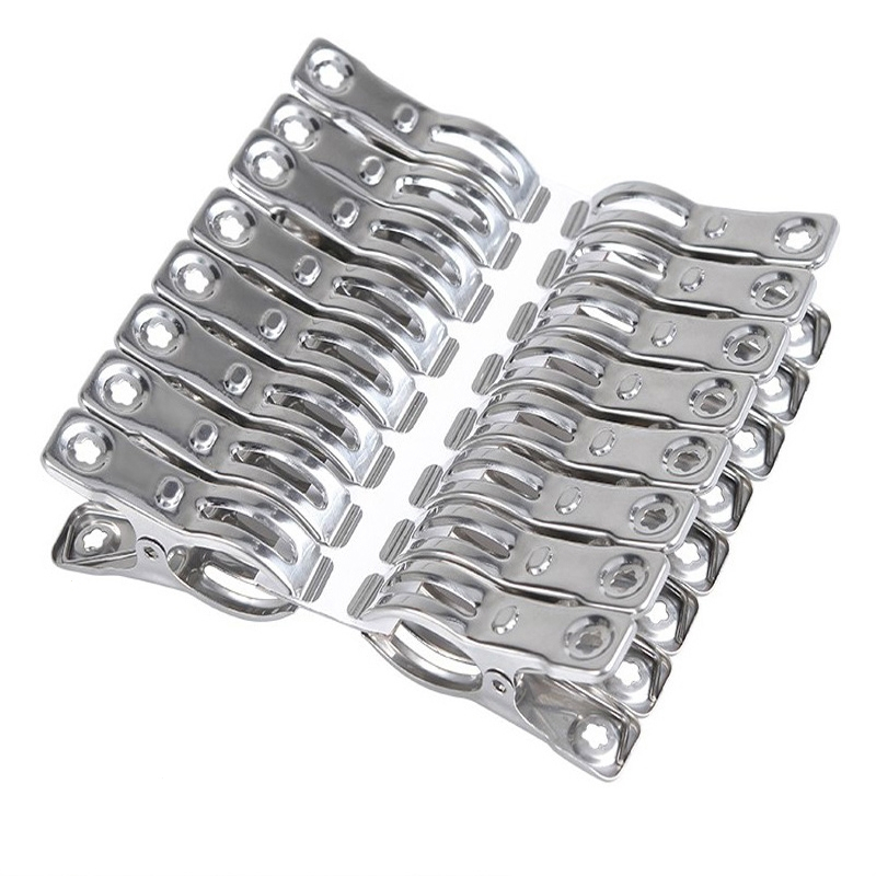 古达家用不锈钢晾衣服晒被子袜子夹子晾衣夹被夹固定防风强力防风衣架