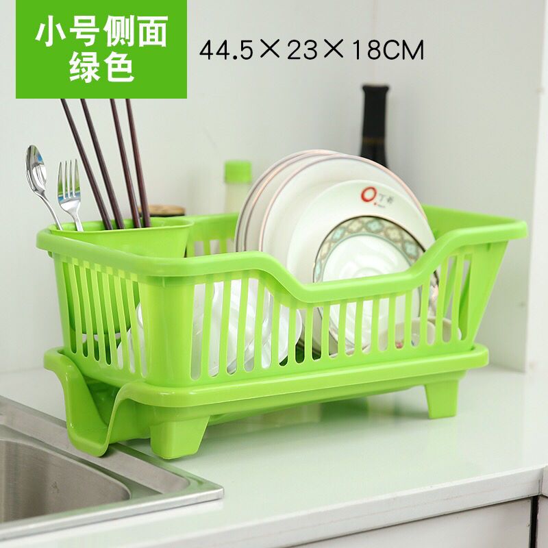 碗架中号大号碗架厨房用品沥水碗架厨房碗盘置物架碟筷子收纳架 绿色 小号正面送洗碗布