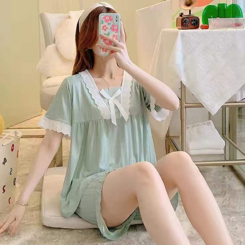 睡衣女夏季新款短袖短裤韩版甜美公主风学生可爱两件套睡衣家居服莎丞