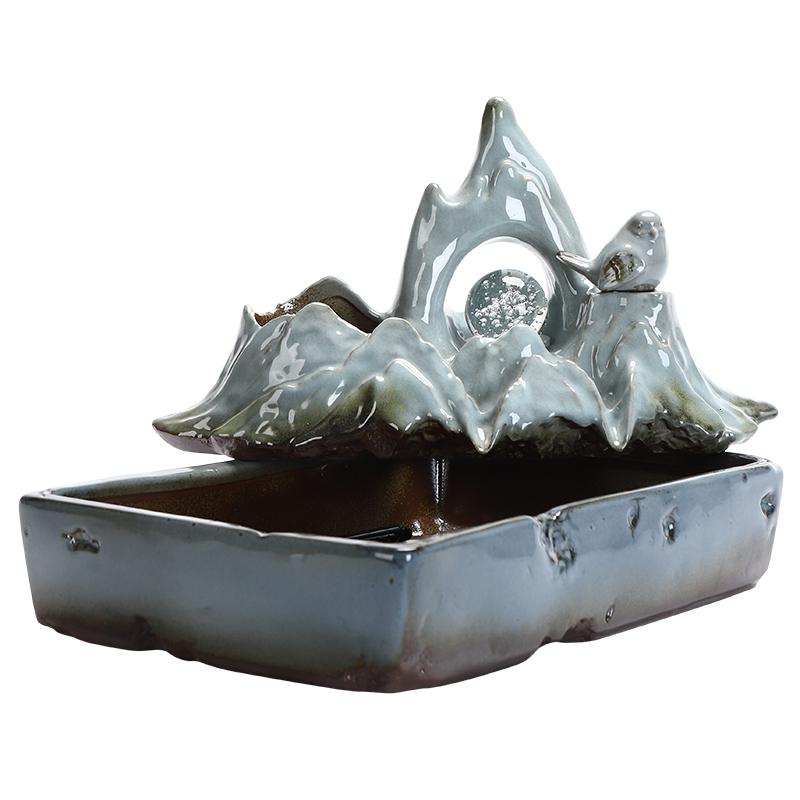 美帮汇新中式陶瓷流水加湿器玄关客厅家居工艺摆件乔迁开业礼品高清大图