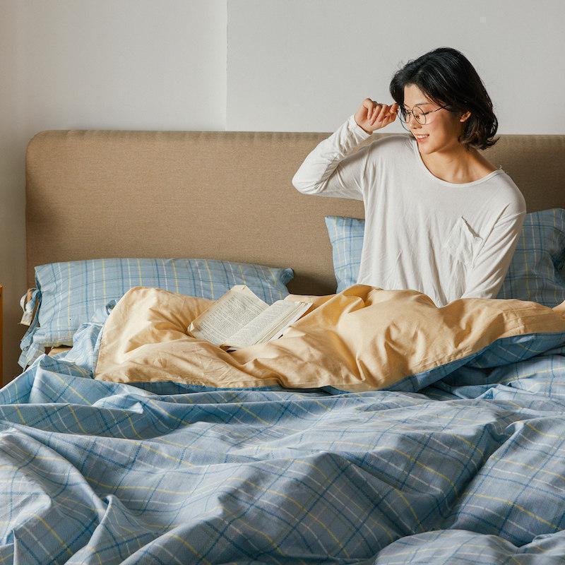 美帮汇风全棉全棉四件套男被套床单三件套床上用品夏季北欧款4女 首尔格 1.2米床三件套（适用160*210cm被芯/180*230