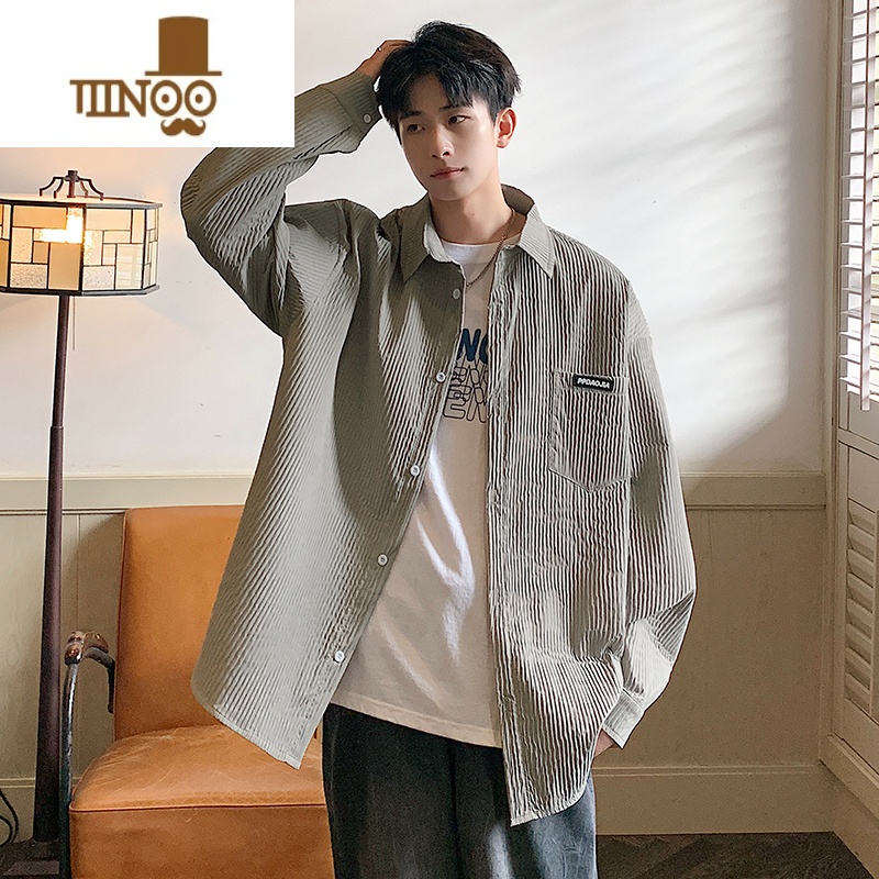 YANXU胖胖哥潮牌vintage衬衫男士大码翻领衬衣港风宽松胖子外胖高清大图