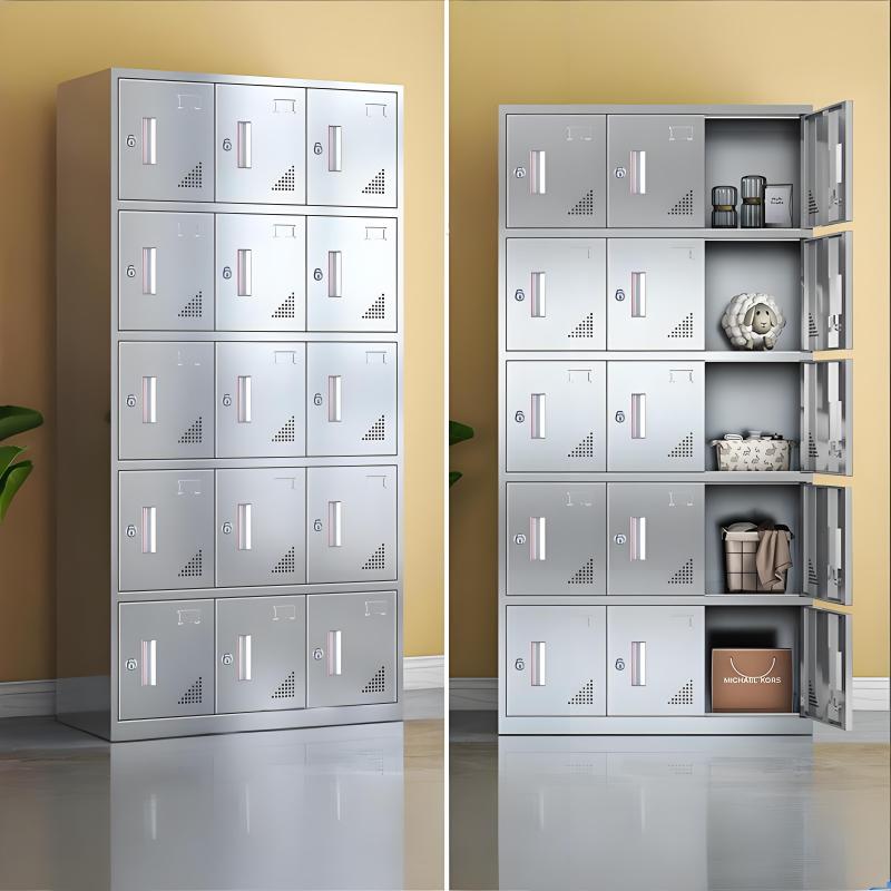 易企采 十五门储物柜【201不锈钢】员工宿舍更衣收纳储物柜 35*90*180CM 单位 :台