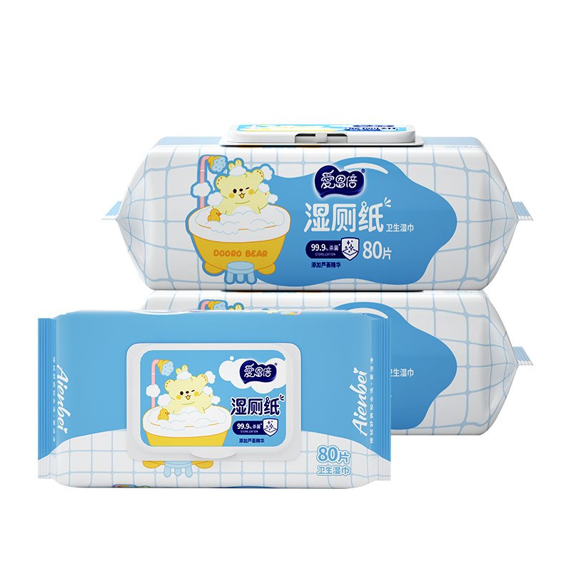 爱恩倍湿厕纸家庭装清洁湿巾擦屁屁专用除菌99980片3包视频