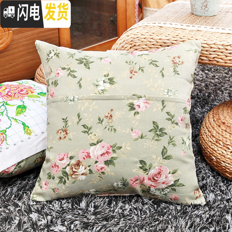 三维工匠新款十字绣抱枕情侣婚礼客厅车枕3d5d精准钻石印画印花靠垫套 物语花香{精准印花}高清大图