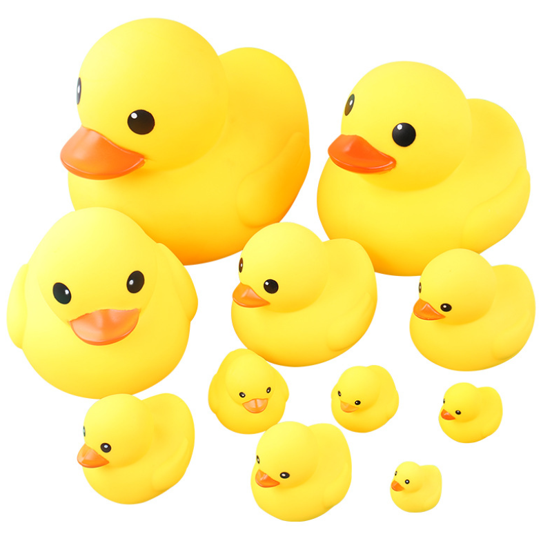 大黄子母鸭1套1大3小共4只小黄鸭玩具儿童婴儿戏水洗澡玩具小鸭子大黄