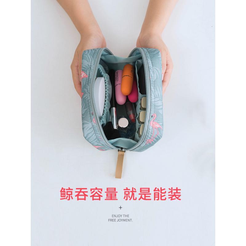 化妆包小号迷你便携韩国简约女随身化妆袋小2018新款口红包收纳袋收纳袋 三维工匠 火烈鸟(小号)储物箱