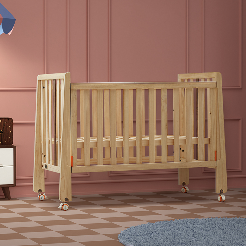 babycare婴儿床拼接大床实木无漆多功能摇篮床新生儿bb床宝宝床